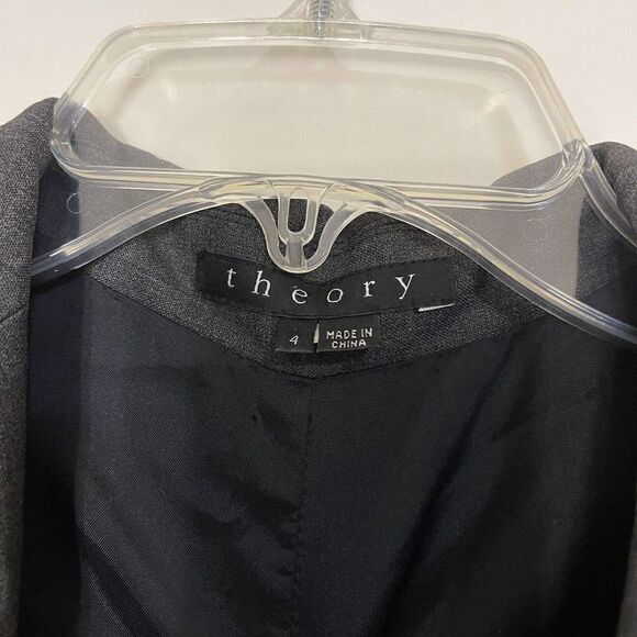 Theory Charcoal gray wool single button blazer career jacket size US 4 - Picture 6 of 7